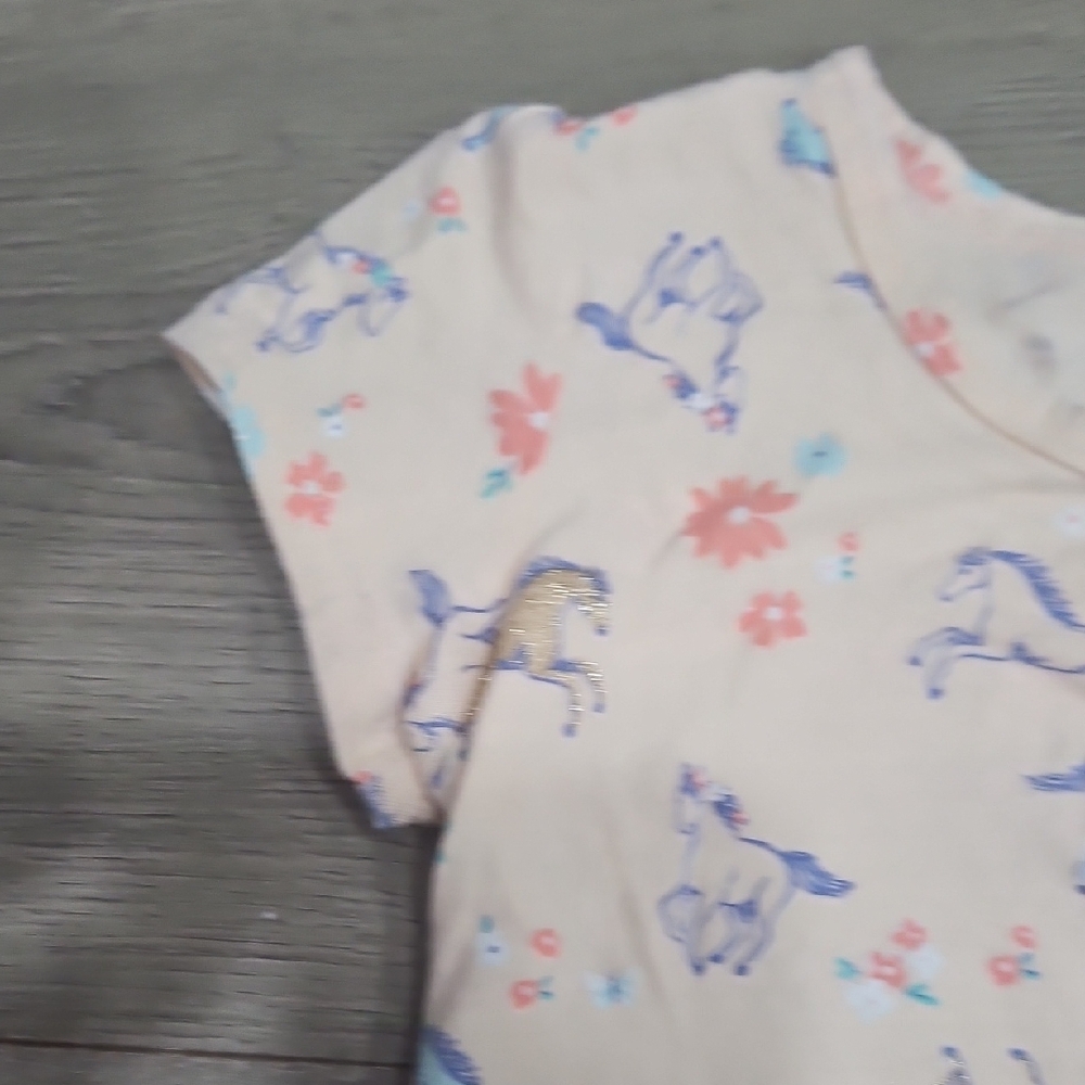 Cat & Jack Light Pink Horse Short Sleeve Tee with Pastel Sketches - Picture 4 of 6